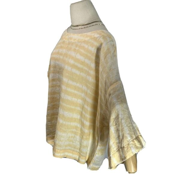 J. Jill Pure Jill Boxy 100% Linen Top Large Tie Dye Shibori Kimono - Picture 4 of 14
